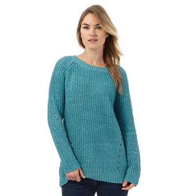 Green chunky twist knit jumper